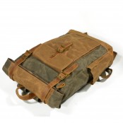 P16 WAX NORDIC™ rolowany plecak płótno woskowane+ skóra naturalna. A4 - 4 kolory
