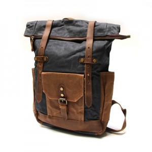 P5 WAX VINTAGE MARK I™ Plecak unisex płótno + skóra naturalna A4 - ciemnoszary